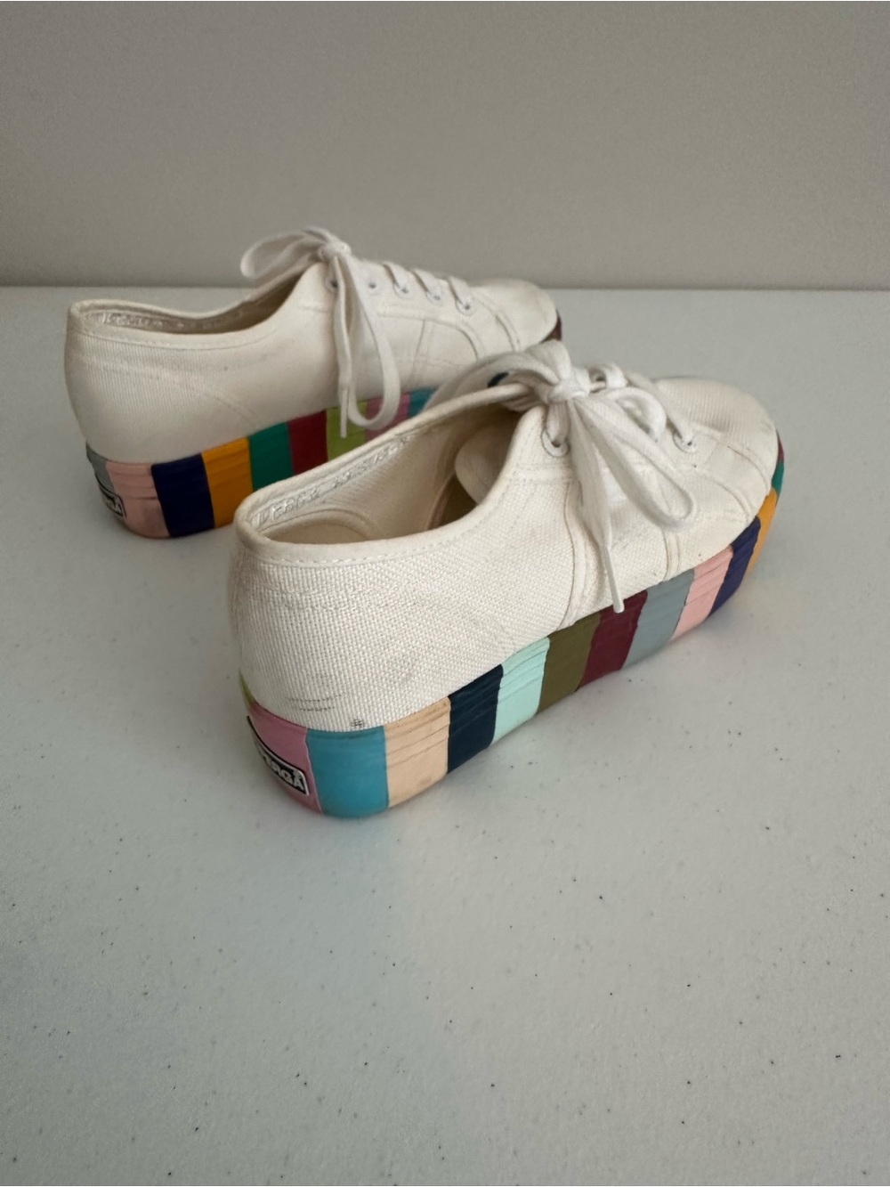Women’s size 37 Superga 2790 Rainbow Platform Sneakers - Picture 6 of 13